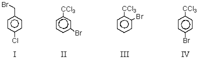 When toluene is reacted in turn with 1)Cl<sub>2</sub> (large excess),heat,and light and 2)Br<sub>2</sub>,FeBr<sub>3</sub>,the chief product is: