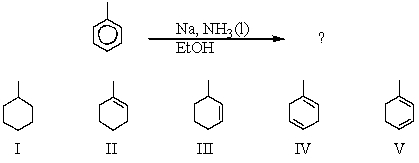 What is the Birch reduction product of the following reaction?