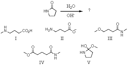 <strong>What is the product of this reaction? </strong> A)I B)II C)III D)IV E)V