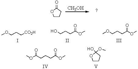 <strong>What is the product of this reaction? </strong> A)I B)II C)III D)IV E)V