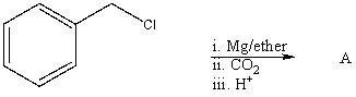 <strong>What is the expected product,A,of the following reaction sequence? </strong> A)HCO<sub>2</sub>CH<sub>2</sub>C<sub>6</sub>H<sub>5</sub> B)C<sub>6</sub>H<sub>5</sub>CH<sub>2</sub>COOH C)C<sub>6</sub>H<sub>5</sub>CH<sub>2</sub>OSO<sub>3</sub>H D)C<sub>6</sub>H<sub>5</sub>CHClCOOH E)O=C(CH<sub>2</sub>C<sub>6</sub>H<sub>5</sub>)<sub>2</sub>