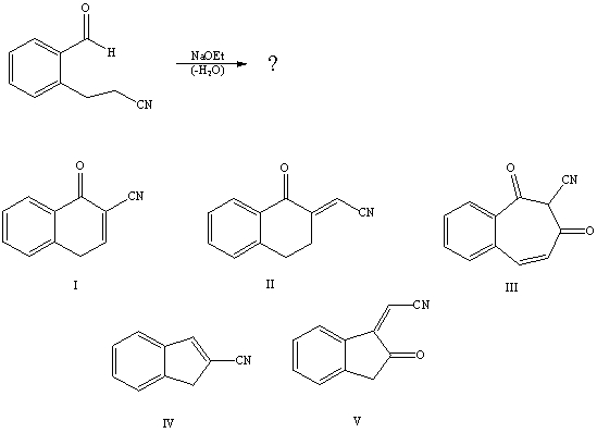 <strong>What is the product of the reaction: </strong> A)I B)II C)III D)IV E)V