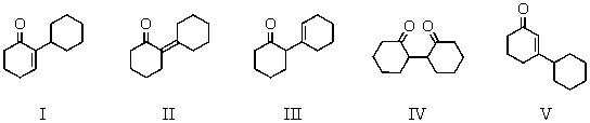 <strong>The aldol reaction of cyclohexanone produces which of these self-condensation products? </strong> A)I B)II C)III D)IV E)V