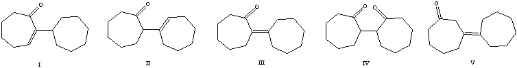 <strong>The aldol reaction of cycloheptanone produces which of these self-condensation products </strong> A)I B)II C)III D)IV E)V