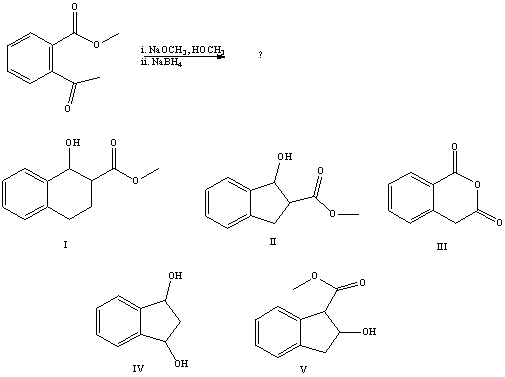 <strong>Predict the product of the following reaction sequence: </strong> A)I B)II C)III D)IV E)V