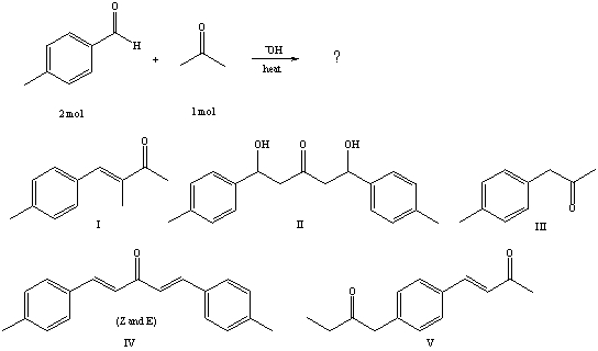 <strong>What would be the major product of the following reaction? </strong> A)I B)II C)III D)IV E)V