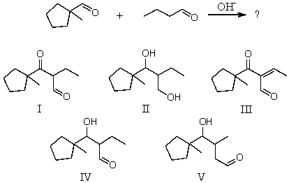 <strong>What would be the major product of the following reaction? </strong> A)I B)II C)III D)IV E)V