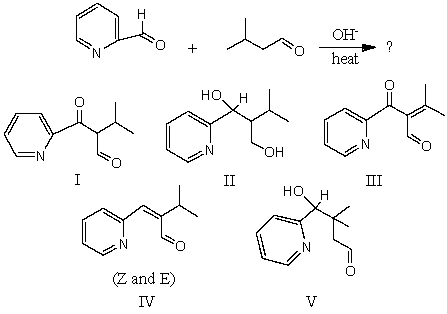 <strong>What would be the major product of the following reaction? </strong> A)I B)II C)III D)IV E)V