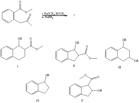 <strong>Predict the product of the following reaction sequence: </strong> A)I B)II C)III D)IV E)V