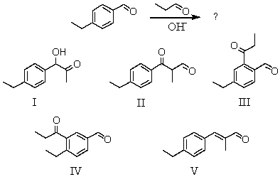 <strong>What would be the major product of the following reaction? </strong> A)I B)II C)III D)IV E)V
