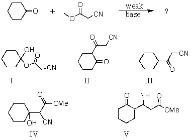 <strong>The product of the following reaction is: </strong> A)I B)II C)III D)IV E)V