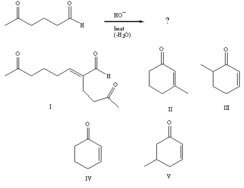 <strong>What product is formed during the following reaction? </strong> A)I B)II C)III D)IV E)V