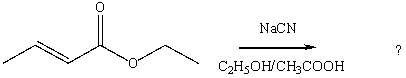 <strong>What would be the product of the following reaction? </strong> A) B)CH<sub>3</sub>CH \equiv CHCO<sub>2</sub>CN C)CH<sub>3</sub>CH=CHCN D) E)