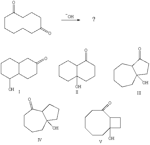 <strong>Predict the major product from the following reaction: </strong> A)I B)II C)III D)IV E)V