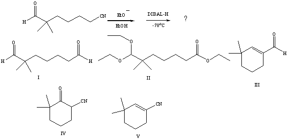 <strong>What would be the product of the following reaction sequence? </strong> A)I B)II C)III D)IV E)V
