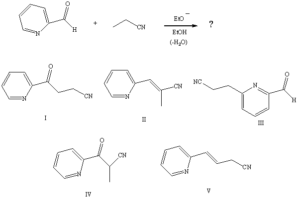 <strong>What would be the product of the following reaction? </strong> A)I B)II C)III D)IV E)V