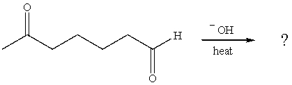 In the aldol cyclization reaction of the following compound,predict the major product formed and explain your choice.