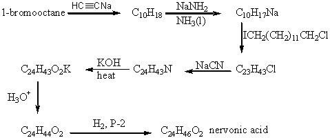 <strong>The product of the following reaction sequence is nervonic acid.What is the structure of nervonic acid? </strong> A) B) C) D) E)