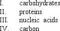 <strong>Which of the following molecules are molecules of life? </strong> A) I only B) I and II C) I and III D) I, II and III E) I, II, III and IV