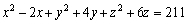 Find the center and radius of the sphere.