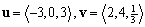 Two vectors u and v are given. Find their dot product .