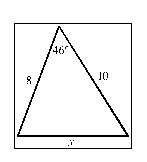  Use either the Law of Sines or the Law of Cosines to find  x  .   