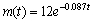 A 12-g sample of radioactive iodine decays in such a way that the mass remaining after t days is given by   , where   is measured in grams. After how many days is there only 4 g remaining?<div style=padding-top: 35px> 