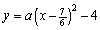 In order to find , find the midpoint between the points and . . Since the function passes through the point , we can find by substituting these values in the equation . Thus the quadratic function is .