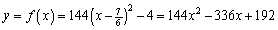 In order to find , find the midpoint between the points and . . Since the function passes through the point , we can find by substituting these values in the equation . Thus the quadratic function is .