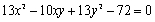 Use the discriminant to determine if the graph of the equation is a parabola, an ellipse or a hyperbola, then use a rotation of axes to eliminate the - term, and sketch the graph.