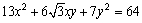 Use the discriminant to determine if the graph of the equation, is a parabola, an ellipse or a hyperbola, then use a rotation of axes to eliminate the - term, and sketch the graph.