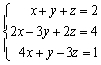 Find the complete solution of the linear system or show that it is inconsistent.