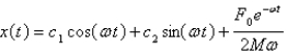 <strong>Suppose a spring has mass M and spring constant k and let . Suppose that the damping constant is so small that the damping force is negligible. If an external force is applied (the applied frequency equals the natural frequency), use the method of undetermined coefficients to find the equation that describes the motion of the mass.</strong> A) B) C) D) E)
