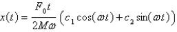 <strong>Suppose a spring has mass M and spring constant k and let . Suppose that the damping constant is so small that the damping force is negligible. If an external force is applied (the applied frequency equals the natural frequency), use the method of undetermined coefficients to find the equation that describes the motion of the mass.</strong> A) B) C) D) E)
