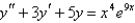 Find a trial solution for the method of undetermined coefficients. Do not determine the coefficients.