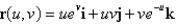 Find an equation of the tangent plane to the parametric surface represented by r at the specified point. ; u = ln 5, v = 0