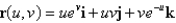 Find an equation of the tangent plane to the parametric surface represented by r at the specified point. ; u = ln 9, v = 0