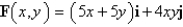 Find the work done by the force field F on a particle that moves along the curve C. ; ,