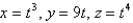 <strong>At what point on the curve is the normal plane parallel to the plane ?</strong> A) B) C) D) E)