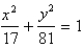 <strong>Find an equation of the ellipse that satisfies the given conditions. Foci: (0, ± 8), vertices (0, ± 9)</strong> A) B) C) D)