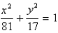 <strong>Find an equation of the ellipse that satisfies the given conditions. Foci: (0, ± 8), vertices (0, ± 9)</strong> A) B) C) D)