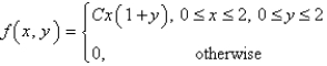 The joint density function for a pair of random variables and is given. Find the value of the constant .