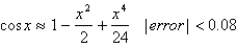 Use the Alternating Series Estimation Theorem or Taylor's Inequality to estimate the range of values of x for which the given approximation is accurate to within the stated error. Write a such that .