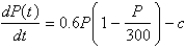 Consider the differential equation as a model for a fish population, where t is measured in weeks and c is a constant. For what values of c does the fish population always die out?