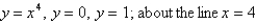 Use the method of cylindrical shells to find the volume generated by rotating the region bounded by the given curves about the specified axis.