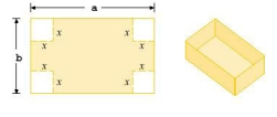 <strong>A box with an open top is to be constructed from a rectangular piece of card board with dimensions b=4 in. by a=28 in. by cutting out equal squares of side X at each corner and then folding up the sides as in the figure. Express the volume V of the box as a function of X . </strong> A) V(x)=x^{3}-64 x^{2}+112 x B) V(x)=4 x^{3}+32 x^{2}+196 x C) V(x)=4 x^{3}+64 x^{2}+112 x D) V(x)=x^{3}-32 x^{2}+196 x E) V(x)=4 x^{3}-64 x^{2}+112 x