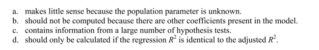 The confidence interval for a single coefficient in a multiple regression