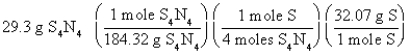 <strong>Which of the following is the correct set-up for the problem How many grams of S are present in 29.3 g of S<sub>4</sub>N<sub>4</sub>? ?</strong> A) B) C) D)
