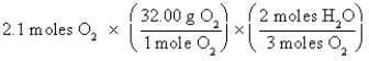<strong>Which of the following is the correct setup for the problem How many grams of H<sub>2</sub>O will be produced from 2.1 moles of O<sub>2</sub> and an excess of H<sub>2</sub>S? according to the reaction 2H<sub>2</sub>S + 3O<sub>2</sub> 2H<sub>2</sub>O + 2SO<sub>2</sub></strong> A) B) C) D)