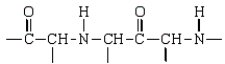 <strong>Which of the following would be a correct representation of a portion of a protein backbone?</strong> A) B) C) D)